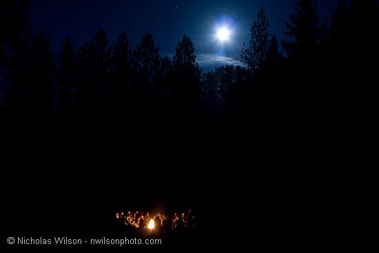 Full moon over campfire sing along Friday night
