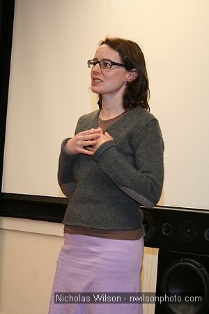 Filmmaker Bernadine Mellis answers questions after a showing of The Forest For The Trees at St. Anthony's Hall Saturday evening.