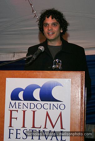 Filmmaker Shyam Bals� accepts the award for Best Narrative Short for his film Monsoon.