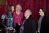 Roko Belic is congratulated by MFF Special Guest Ronnie Gilbert, singer, storyteller and one of The Weavers singing group with Pete Seeger.