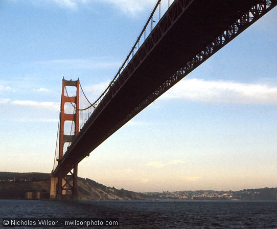 View of the Golden Gate bridge from the Phyllis Cormack passing beneath it.