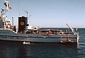 The Greenpeace ship James Bay launches Zodiacs during meeting at sea with Mendocino Whale War.