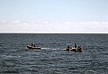 The Mendocino Whale War's Byrd Baker and J.D. Mayhew hold a confidential meeting with Greenpeace leaders during a July 1, 1976 rendezvous at sea 100 mi. off Cape Mendocino.