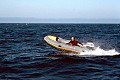 John Griffith does a test run in a high-speed inflatable boat off the Phyllis Cormack.