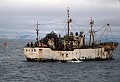 Korean crabber has just put out half its pots within sight of the California coast in background, just outside the 12-mile limit in July 1976.