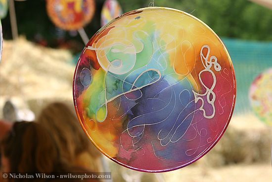 Painted silk hoop art