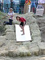 Surfing down the hay bale slide