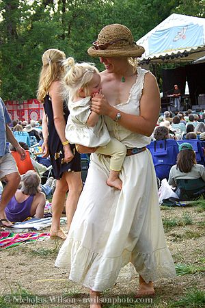 Woman and child dancing at the Kate Wolf Festival 2005.