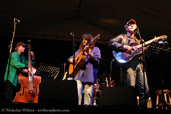 Nina Gerber and Garnet Rogers with bass player Sam Page during the Kate Wolf song set