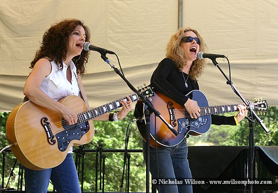 The Sisters Morales, Lisa (left) and Roberta on the main stage Sunday afternoon