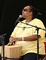 Linda Tillery begins her set Sunday afternoon playing cajon, Spanish for big box.