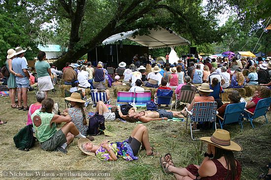 Some of the laid back audience at the Arlo Hagler stage Saturday afternoon