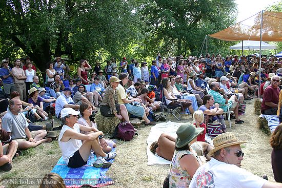 Audience for Greg Brown at Hagler stage Saturday afternoon at the Kate Wolf Festival 2005