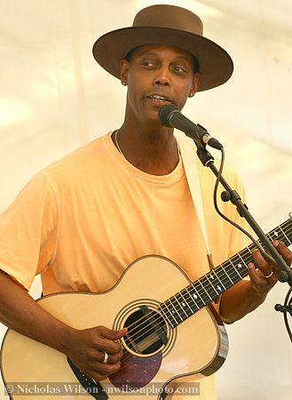 Eric Bibb performs at the Revival Tent stage Saturday afternoon