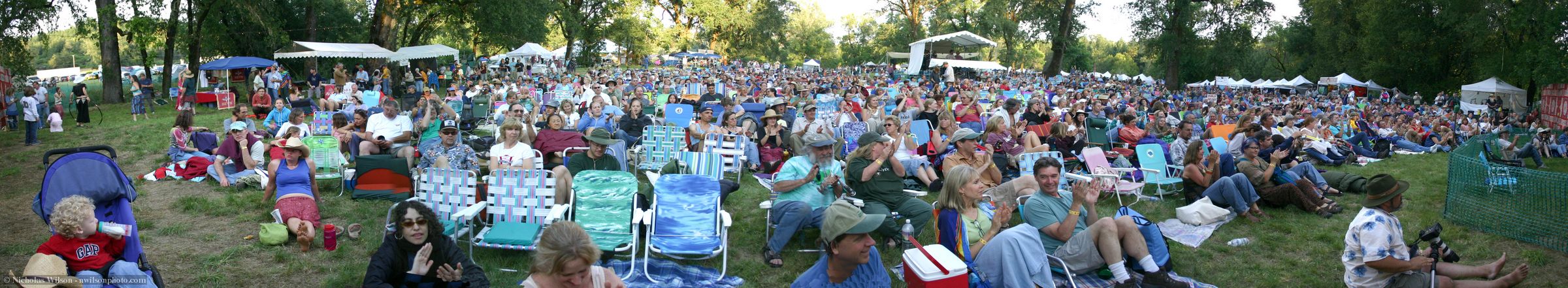 Stitched panorama view of the audience at the Kate Wolf Memorial Music Festival 2005
