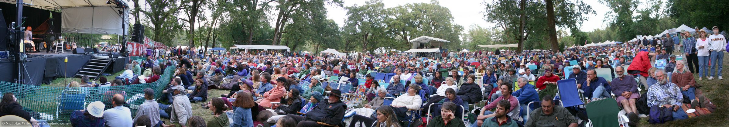 Panoramic view of the audience as Iris Dement begins her set Sunday evening at the 2005 Kate Wolf Memorial Music Festival.