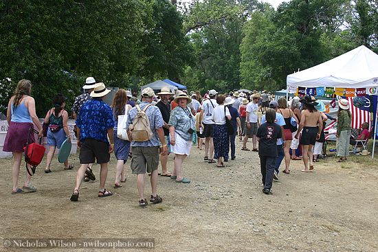 Plenty of foot traffic on the main path connecting camps and concert meadow