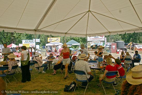 A view from inside the dining canopy in the food court