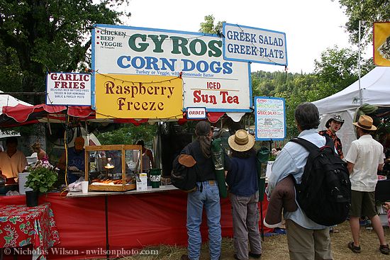 Sunday evening customers at the Greek food booth