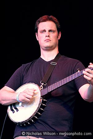 Eric Merrill plays banjo with Adrienne Young and Little Sadie.