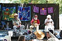 Hugh Shacklett, Utah Phillips and Wavy Gravy at the Hagler stage