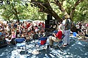 Hugh Shacklett, Utah Phillips and Wavy Gravy at the Hagler stage