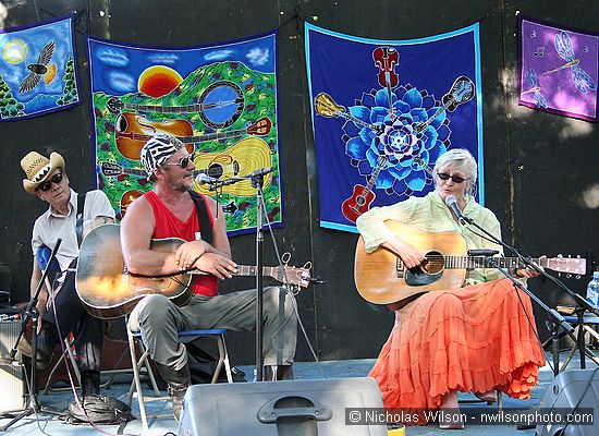 Rosalie Sorrels does a solo number during a set with Greg Brown and Bo Ramsey on the Arlo Hagler stage.