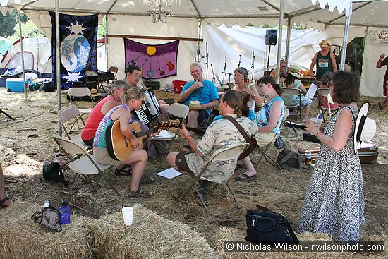 Sunday afternoon jamming at the Revival Tent