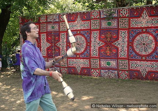 A juggler in the audience Sunday afternoon.