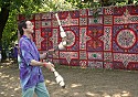 A juggler in the audience Sunday afternoon.