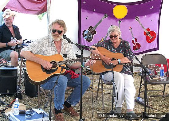 Hugh Shacklett and Rosalie Sorrels at the Revival Tent stage Sunday at the Kate Wolf 2006 festival