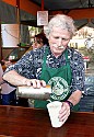 Ned Huff pours a freshly squeezed cold Lemonade at his Vegetarian Cafe