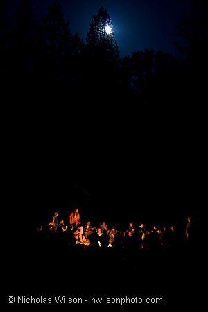 Campfire sing along with moon Friday night