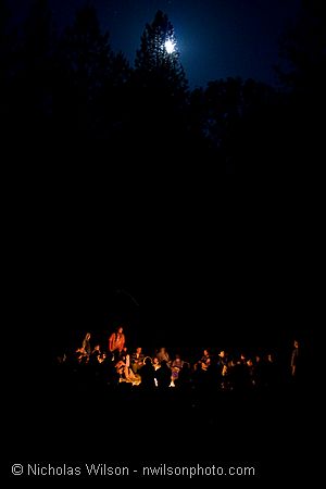 Campfire sing along with moon Friday night
