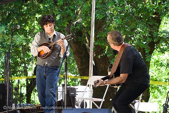 Tom Russell with Michael Martin on mandolin on the Hagler stage Saturday