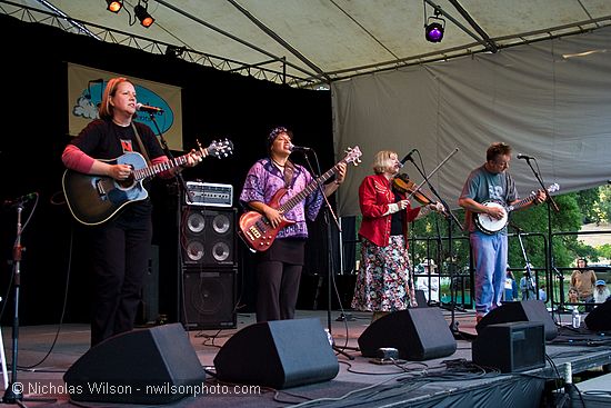 The Laura Love band on the main stage Saturday evening