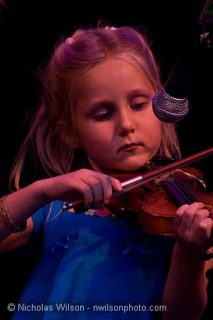 Hattie Craven on fiddle with Laura Love Band