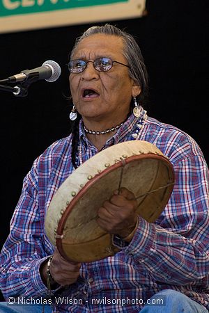 John Trudell's backup on drum and chanting