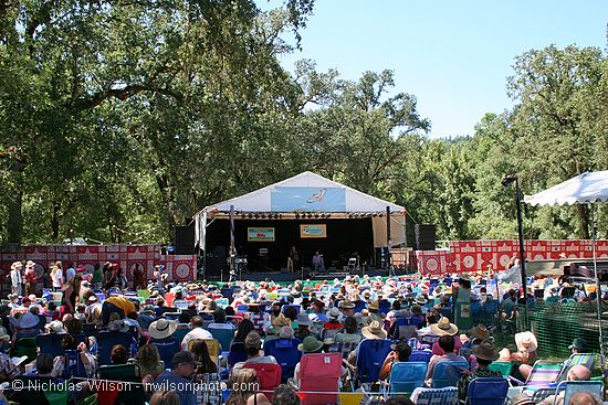 Main stage and concert bowl on Sunday afternoon with John Trudell.