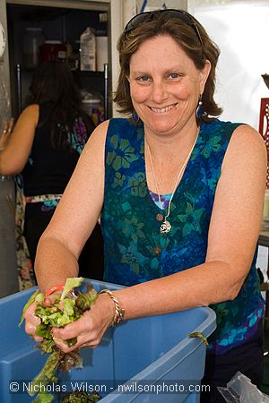 Making salad in the backstage kitchen