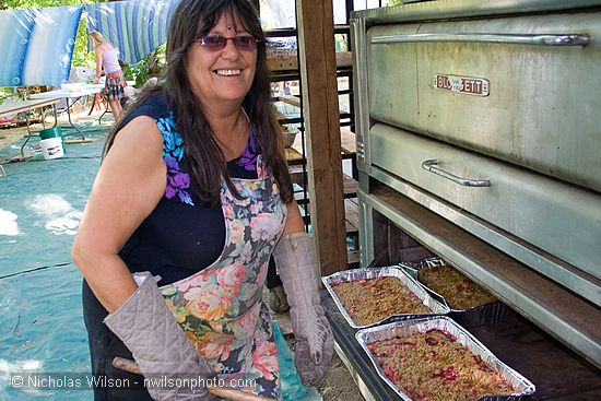 Backstage kitchen outdoor oven with dessert