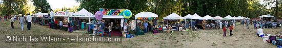 Craft vendor panorama Sunday evening, merged from five frames