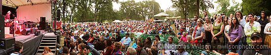 Stage and audience panorama Sunday evening at the Kate Wolf Memorial Music Festival 2008