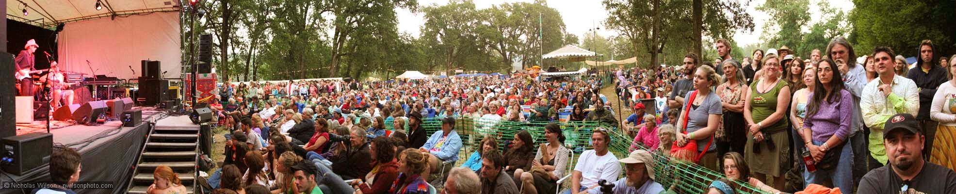 Stage and audience panorama Sunday evening at the Kate Wolf Memorial Music Festival 2008