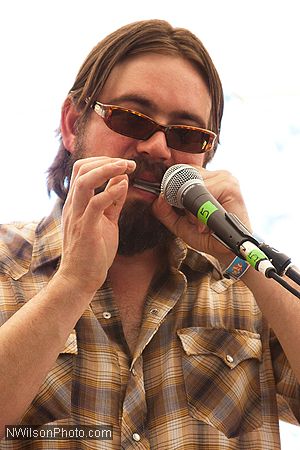 Cas Sochacki in performance with Blushin' Roulettes at Kate Wolf Memorial Music Festival 2010