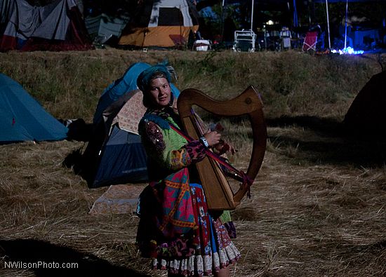 Harp player by moonlight