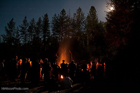 Full moon campfire sing along by the creek