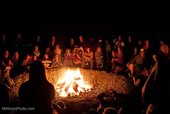Full moon campfire sing along by the creek