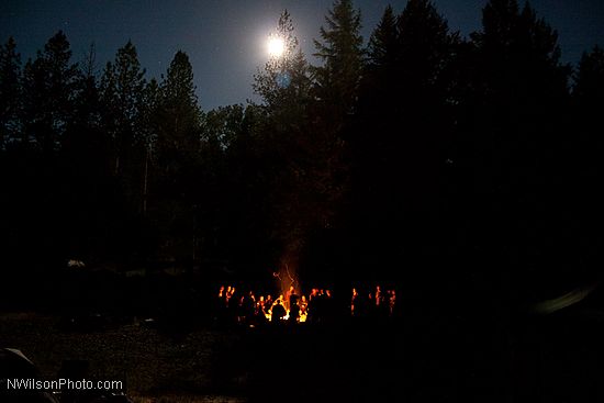 Full moon campfire sing along by the creek