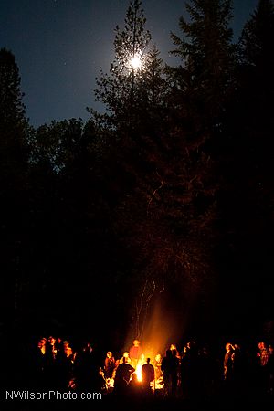 Full moon campfire sing along by the creek